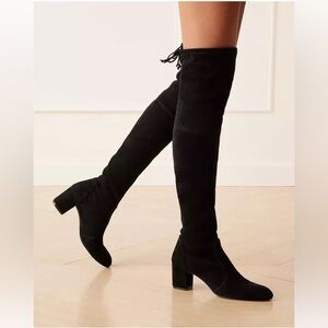 Stuart Weitzman Yulianaland OTK Over-the-Knee Black Suede Almond Toe Boots